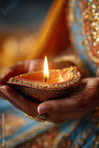 candle in the hands diwali