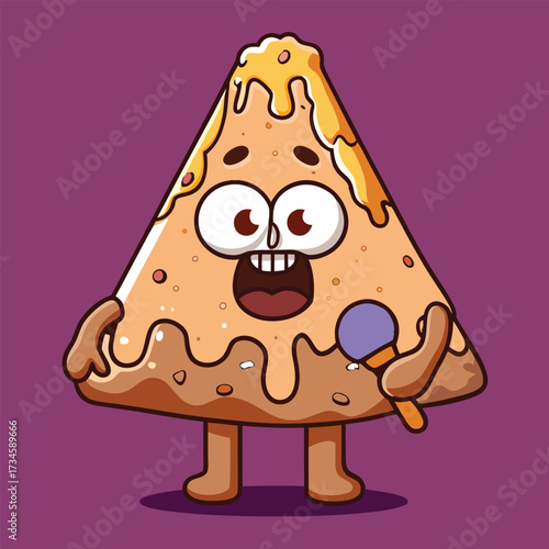 Silly Cartoon Taco Bell Nachos Character with Melted Cheese Vector