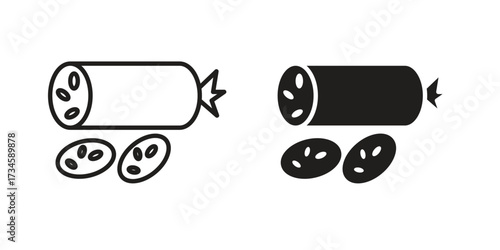 Salami icons in line stroke outline art and clip art
