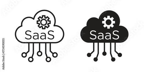 SaaS icons in line stroke outline art and clip art