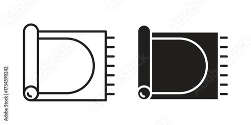 Rugs icons in line stroke outline art and clip art