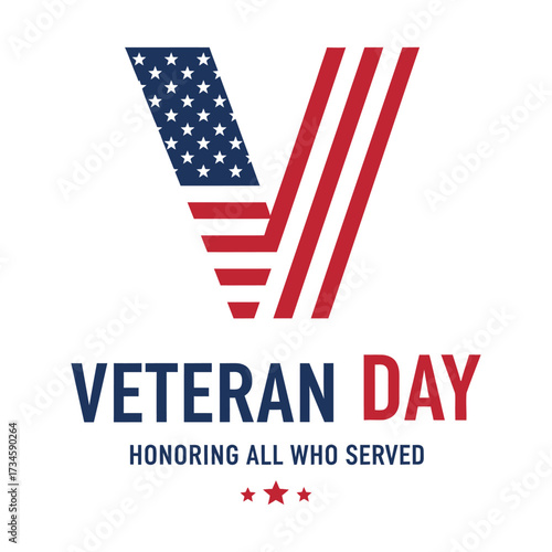 Veteran day v symbol us flag honoring all who served vector