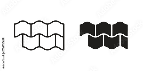 Roof tile icons in line stroke outline art and clip art