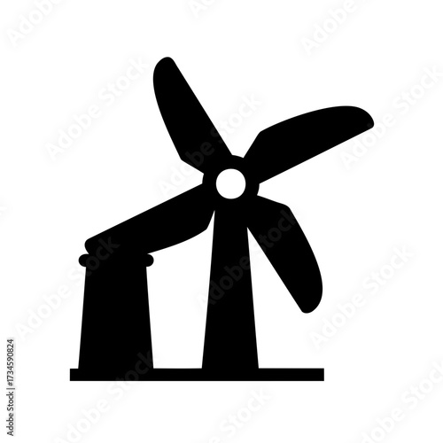 Silhouette of an innovative wind turbine with an industrial base structure