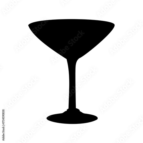 Minimalist silhouette of an elegant martini glass on a clean white background