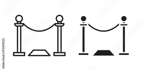 Red carpet icons in line stroke outline art and clip art