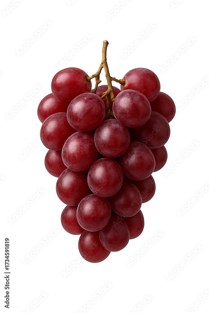 Fototapeta premium Fresh bunch of ripe red grapes on a white background