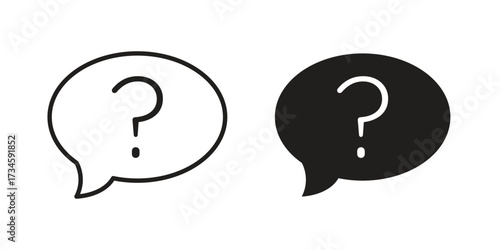 Question icons in line stroke outline art and clip art
