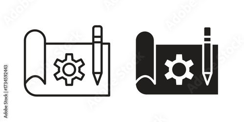 Prototyping icons in line stroke outline art and clip art