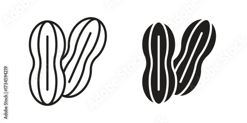 Peanut icons in line stroke outline art and clip art