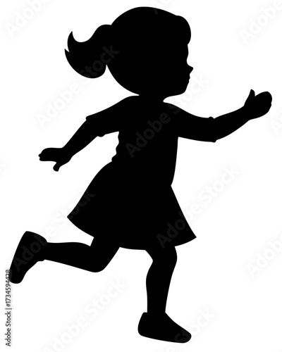 Kid child silhouette minimal black isolated vector playing having fun clean simple modern design