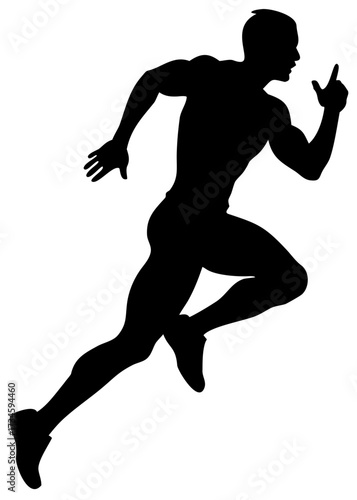 Runner silhouette minimal black isolated on race track vector clean simple modern athletic design