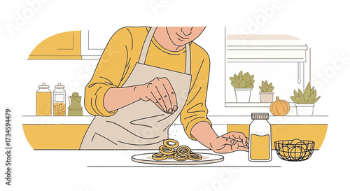 Man Preparing Food in the Kitchen with a Fresh and Healthy Home Cooking Experience