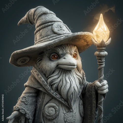 Penguin, Mythical Penguin Sorcerer Character Illustration