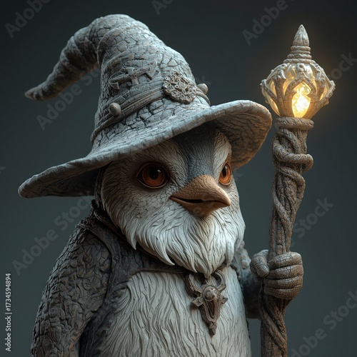Penguin, Mythical Penguin Sorcerer Character Illustration