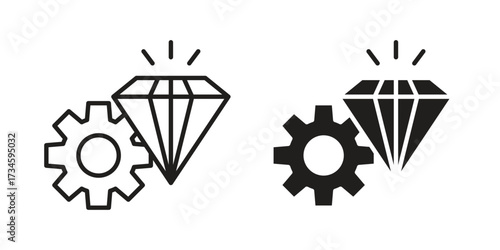 Operational excellence icons in line stroke outline art and clip art