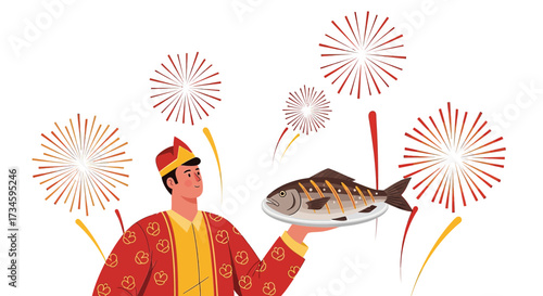 Roj Bash Celebration with grilled fish and fireworks, honoring Kurdish New Year festivities and