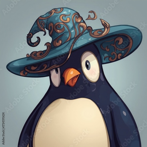 Penguin, Mythical Penguin Sorcerer Character Illustration