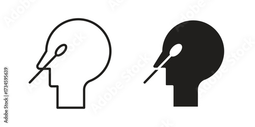 Nasal swab icons in line stroke outline art and clip art