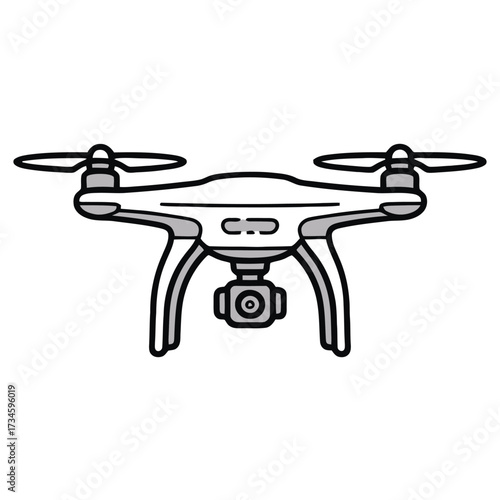 Drone quadrocopter with camera, unmanned aerial vehicle, remote controlled aircraft, photography, video recording, technology
