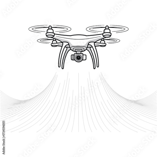 Drone quadrocopter spraying liquid, agricultural drone, crop spraying, modern farming technology, pest control, irrigation