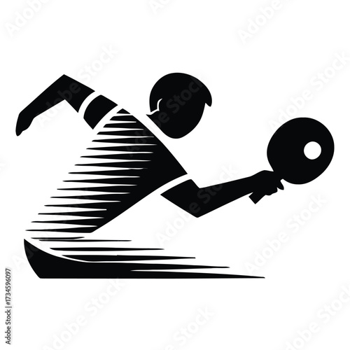 table tennis player in action. Paddle, ball. Ping pong sport. Fast motion, speed. Sport activity, competitive game. Black silhouette.