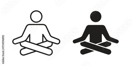 Meditating icons in line stroke outline art and clip art