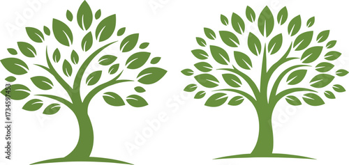 Green tree vector illustration, eco friendly design, nature symbol, abstract leaves artwork, environment concept, organic growth, sustainability, natural decorative element