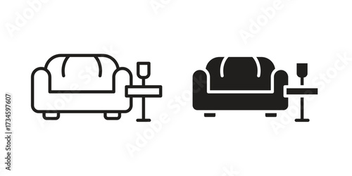Lounge icons in line stroke outline art and clip art