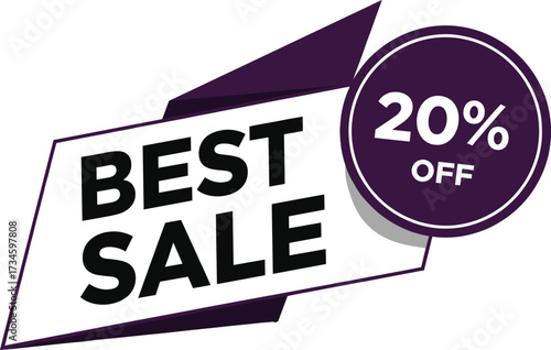 Promotional BEST SALE Banner with Discount Badge Vector Art