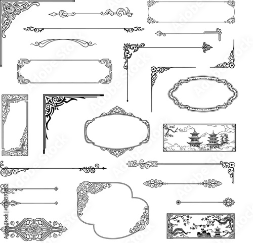 Ornamental Vintage Divider and Frame Collection Vector Illustration
