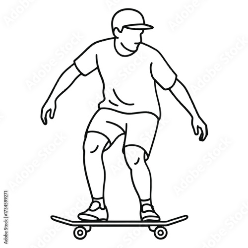 Young man skateboarding, extreme sport activity, summer street culture, urban lifestyle, recreation hobbies, youth board sports.