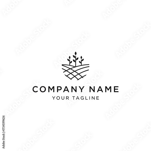 Minimalist logo featuring a stylized field with crops, suitable for agricultural businesses.