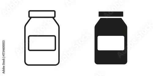 Jar icons in line stroke outline art and clip art