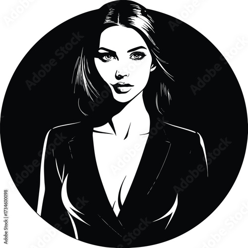 Elegant woman with long hair in a fashion vector illustration
