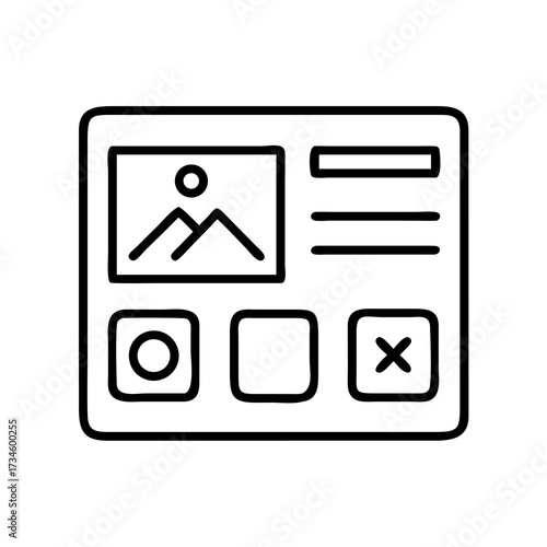 Simple line art icon representing a user interface element or widget