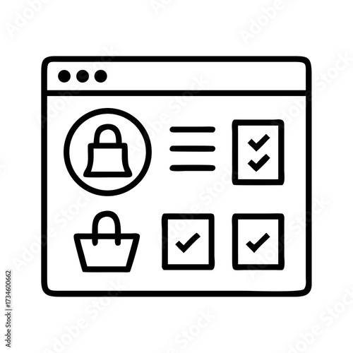 Secure online shopping cart and user account management interface icon