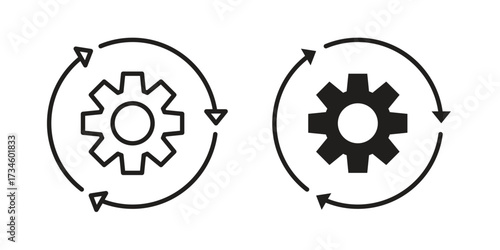 Implementation icons in line stroke outline art and clip art