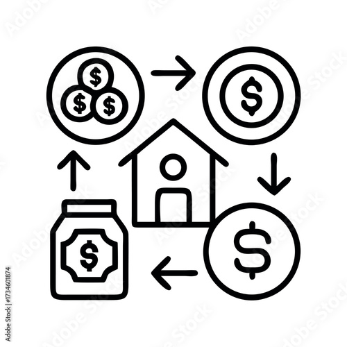 Financial cycle illustrating savings investment and home ownership