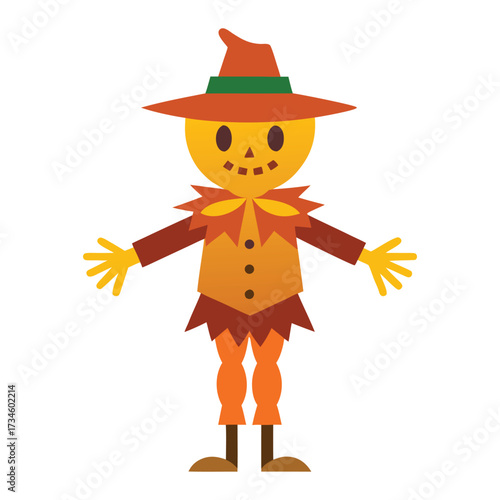 Simple Halloween Scarecrow Illustration on White Background