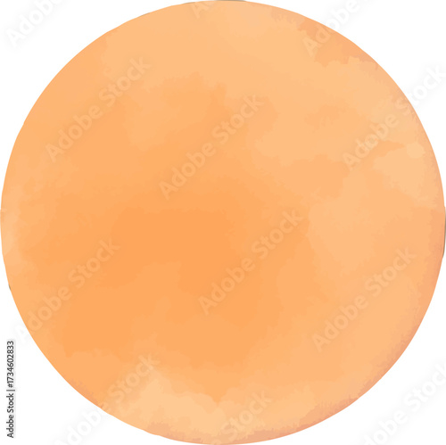 Watercolor illustration of an orange round label, perfect for scrapbooking and invitations.