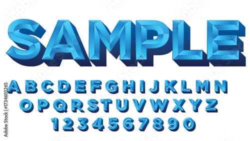 3d blue bevel solid typography
