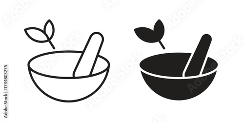 Herbal medicine icons in line stroke outline art and clip art