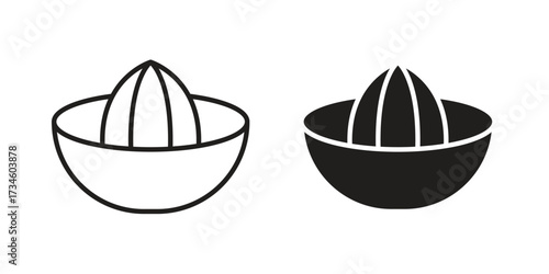 Hand Juicer icons in line stroke outline art and clip art