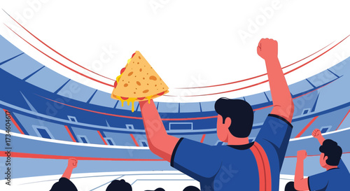 Celebrating victory with pizza at the stadium, a perfect sports day feast celebration