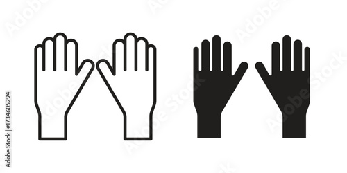 Gloves icons in line stroke outline art and clip art