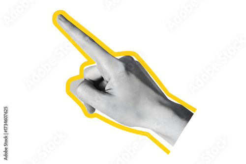 black and white hand gesture point to click isolated on white background, png, ai generated