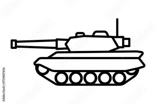 Military tank armored combat vehicle line icon