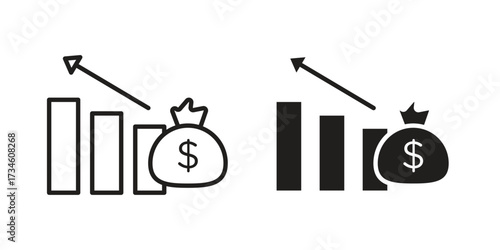 Fiscal policy icons in line stroke outline art and clip art