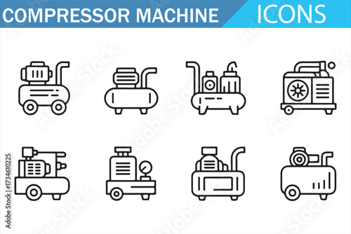 Industrial Air Systems Linear Illustration Icons